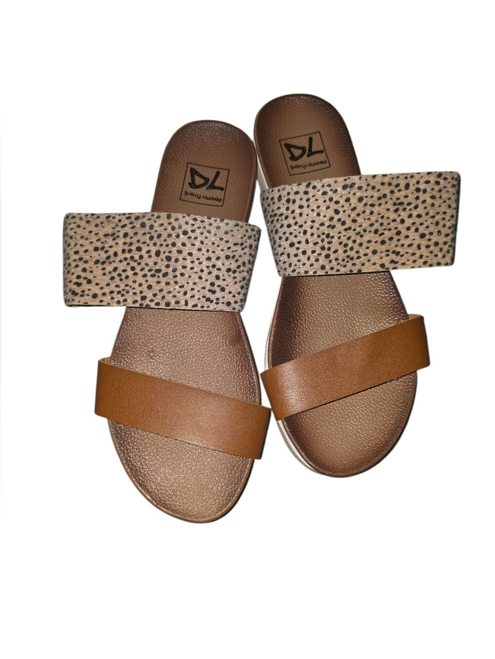 9/2/19. Womens Dirty Laundry Two-Band Brown & Speckled Slide Sandals